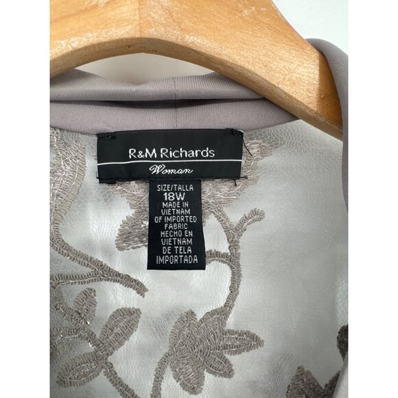 R&M Richards Womens Sequin  Sheer Lace Jacket shrug size18W plus Gray new - Picture 3 of 6